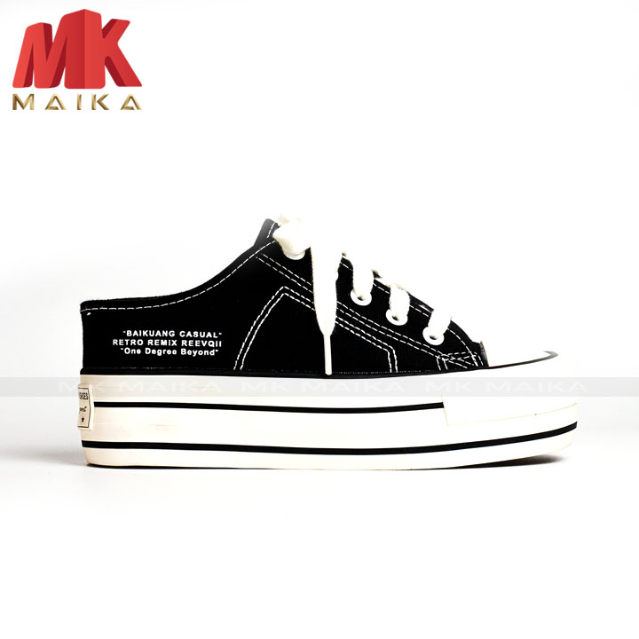 Giày Sneaker Nữ MK MAIKA S159 ĐEN Giày Thể Thao Nữ Hở Gót Phong Cách Hàn Quốc Cao Cấp Trẻ Trung Cá Tính