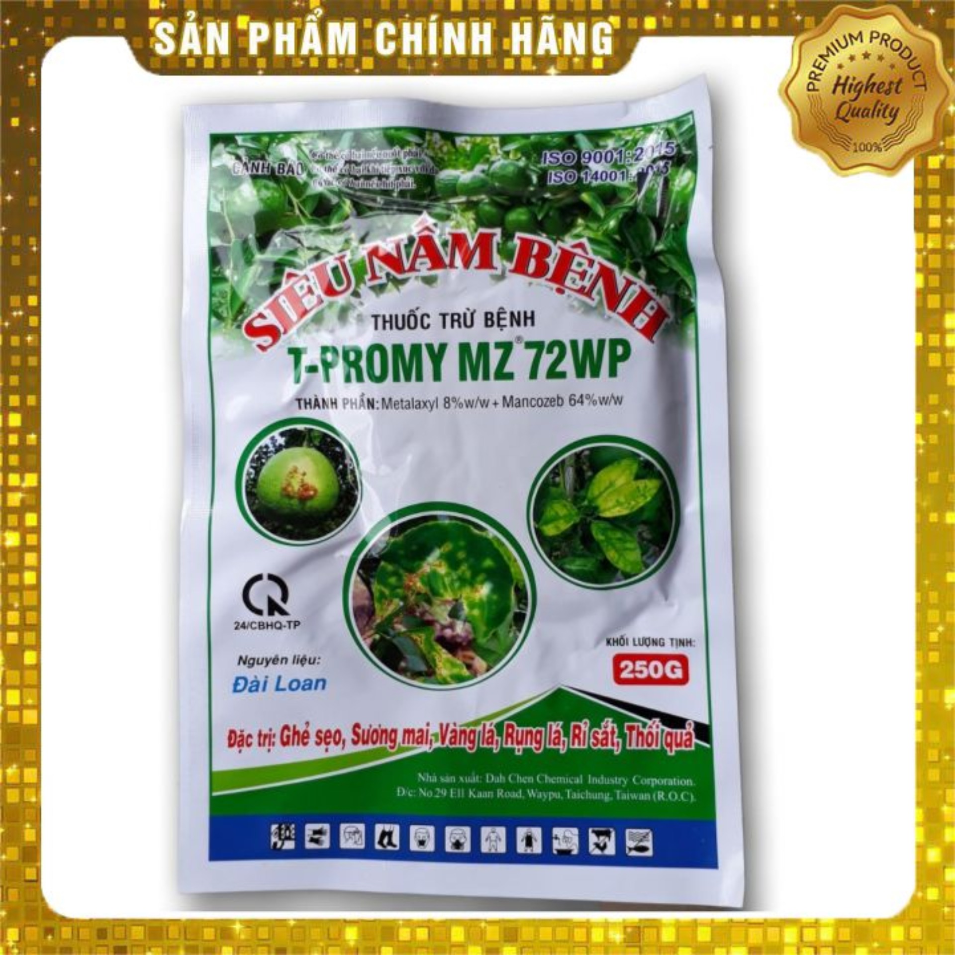 Thuoc trừ bệnh Siêu Nấm Bệnh T-PROMY MZ 72WP (250g) trừ ghẻ sẹo, sương mai, vàng lá, rụng lá, rỉ sắt, thối quả.