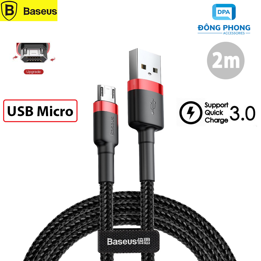 Cáp Sạc Nhanh Baseus Cafule Cổng Micro USB Dài 2 Mét Thiết Kế Mới Đầu Cắm 2 Chiều