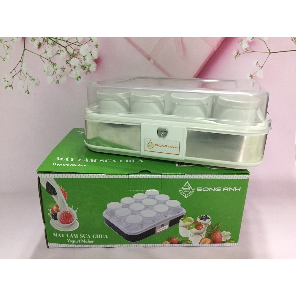 Máy làm sữa chua song anh bộ sản phẩm gồm 1 máy làm sữa chua + 12 hũ đựng sữa chua