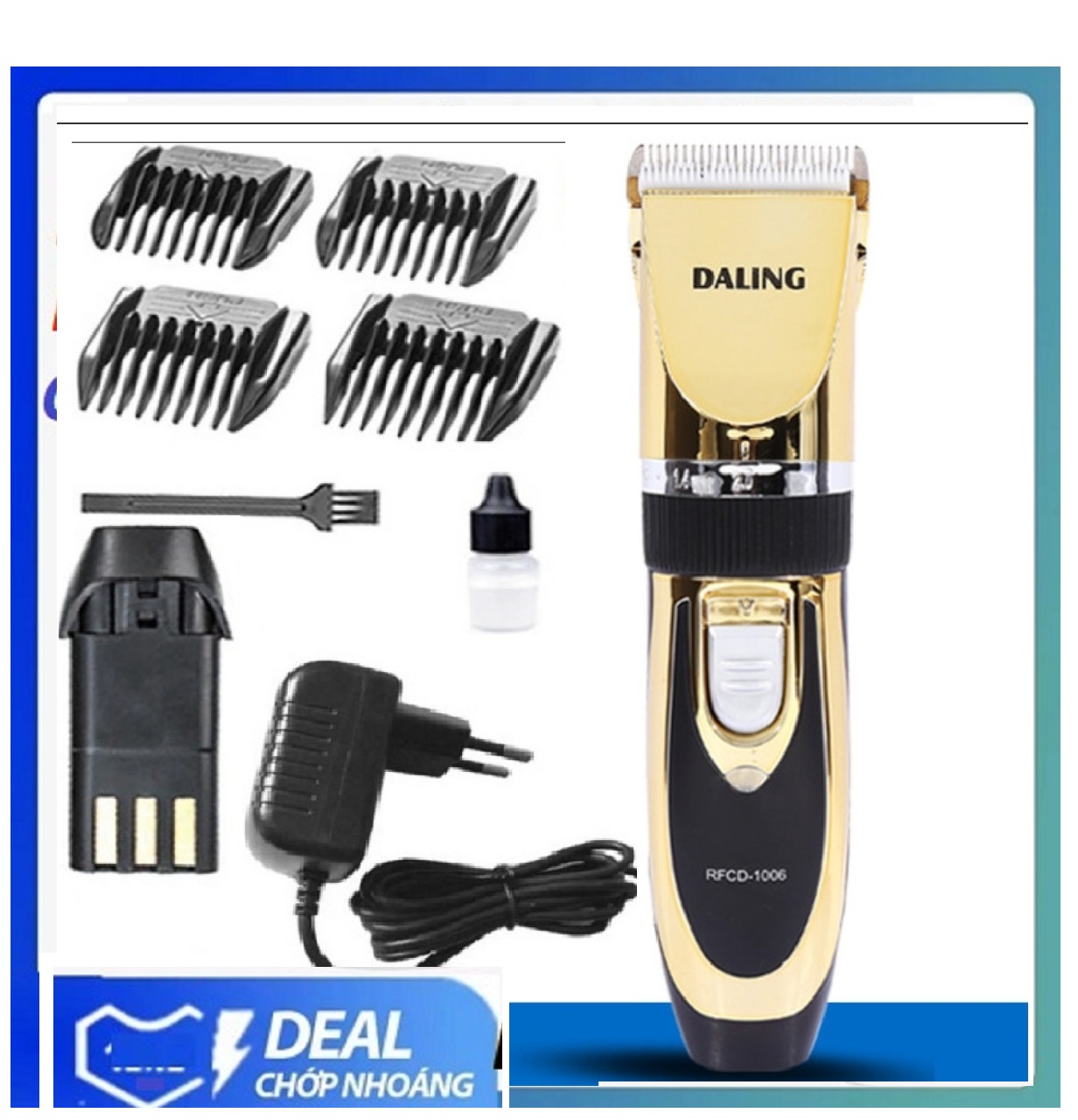 Tông đơ cắt tóc DALING DL-1006 ,lưỡi cắt bằng GỐM TITAN , công suất 12W , tặng kèm thêm pin dự phòng.