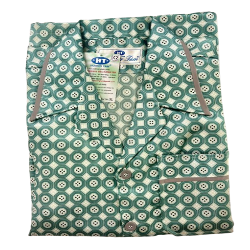 Bộ Pyjama HUONGTAM Phi bóng tay ngắn nam cao cấp(PNP02N15). Chất liệu vải polyester mềm mại, thoáng mát, thấm hút mồ hôi, không phai màu.