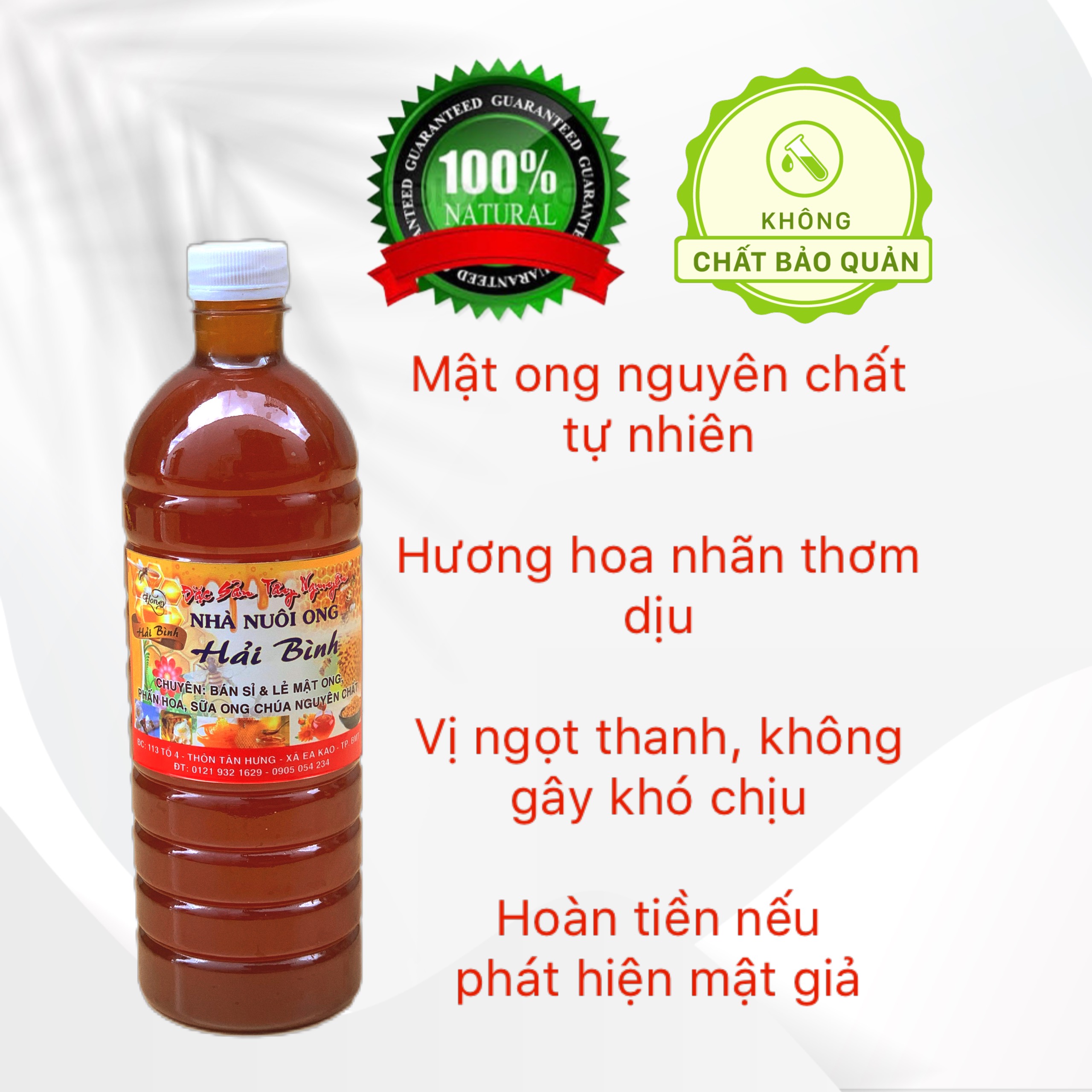 MẬT ONG HOA NHÃN NGUYÊN CHẤT CHAI 1 LÍT
