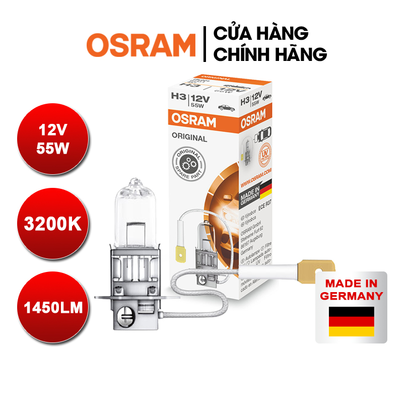 Bóng đèn halogen osram original h3 12v 55w - nhập khẩu chính hãng