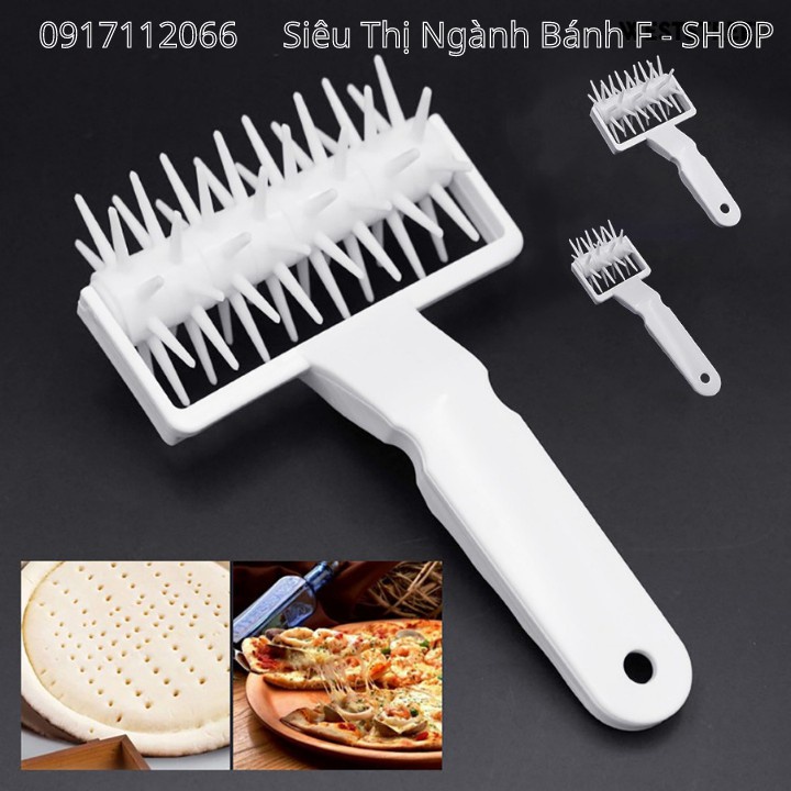 Dụng cụ làm bánh - Cây lăn đế Pizza - Cán lăn đục lỗ phụ kiện làm Pizza
