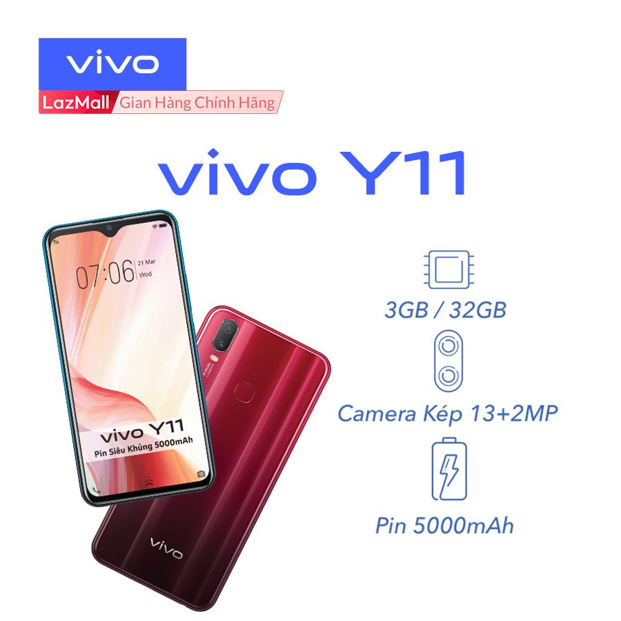 Điện thoại vivo y11 3gb/32gb đỏ san hô/xanh ngọc bích