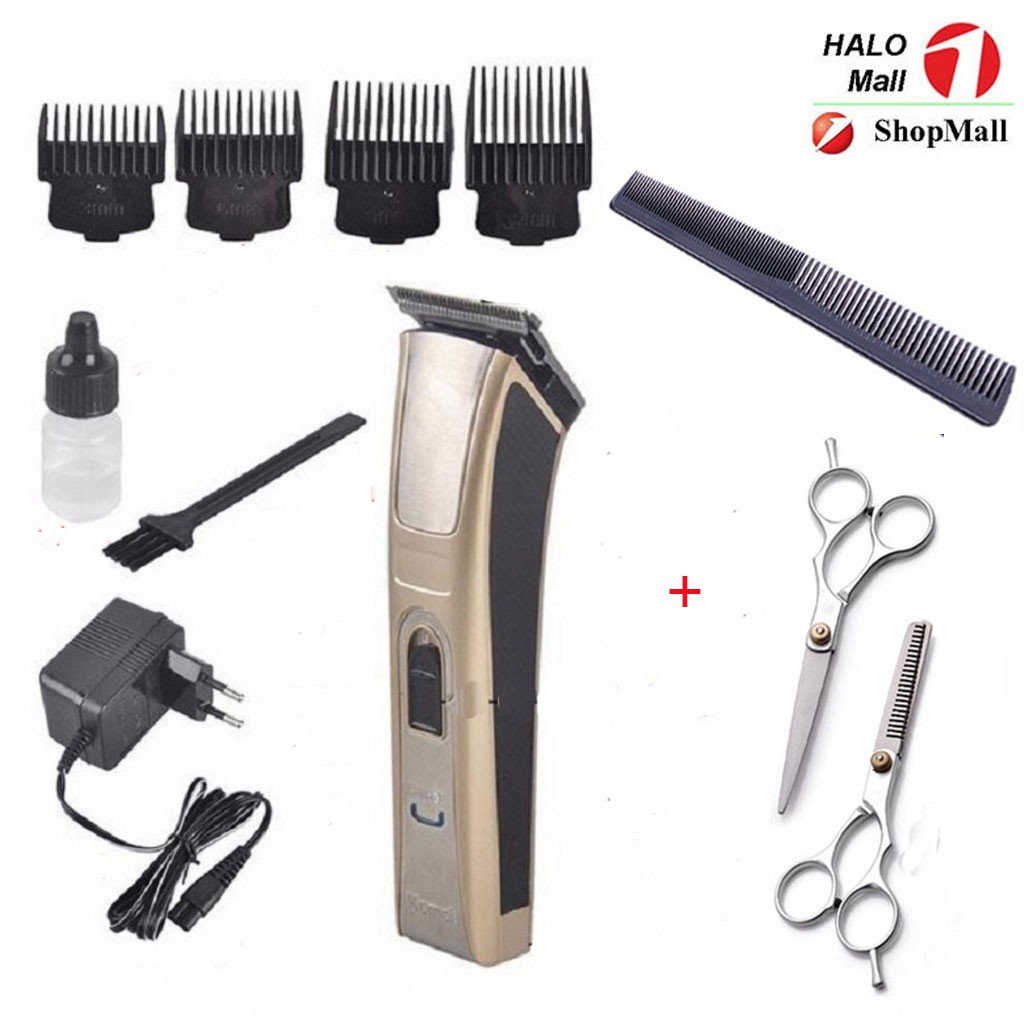 Tông Đơ Cắt Tóc Chấn Viền KEMEI 5017 Công Suất 5W TẶNG Kéo Cắt Tóc + Lược - Máy Hớt Tóc Đa Năng Có Thể Thay Lưỡi