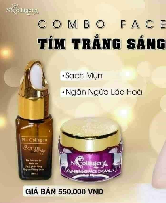 Combo whitening face cream + serum cao cấp ncollagen