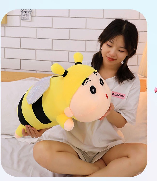 Gấu bông gối ôm hình cu shin cậu bé bút chì cosplay vải nhung mềm mại, co dãn 4 chiều
