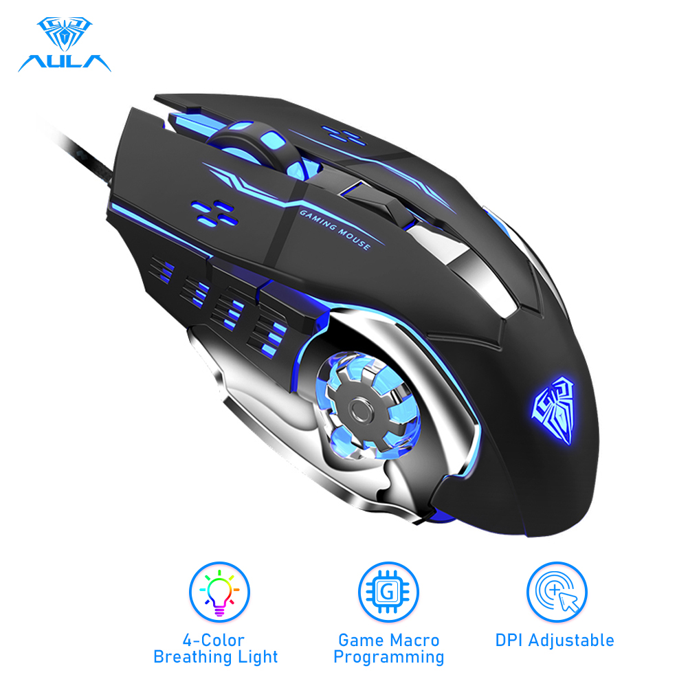 Chuột Chơi Game AULA S20 Ngầu Phát Sáng, Chuột Quang Máy Tính Chơi Game Lập Trình Tản Nhiệt USB Cho PC Laptop Máy Tính Xách Tay
