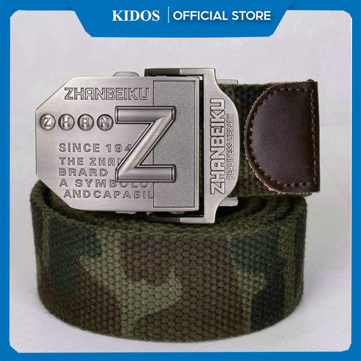 Dây lưng vải dù A580 mặt ZHANBEIKU mặt khóa thắt lưng thép không ghỉ sáng bóng bền màu, dây vải dù bền chắc- HÀNG NHẬP KHẨU