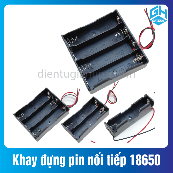 Khay đựng pin nối tiếp 18650 hàn sẵn dây điện