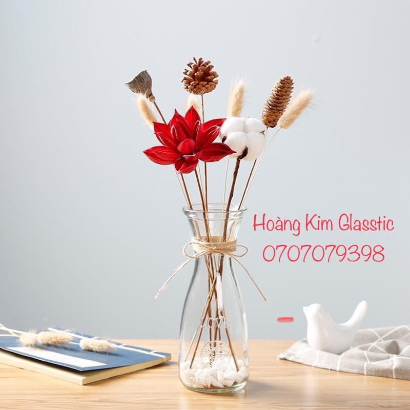 Lọ thuỷ tinh trang trí/ lọ hoa-350ml in nổi chữ love