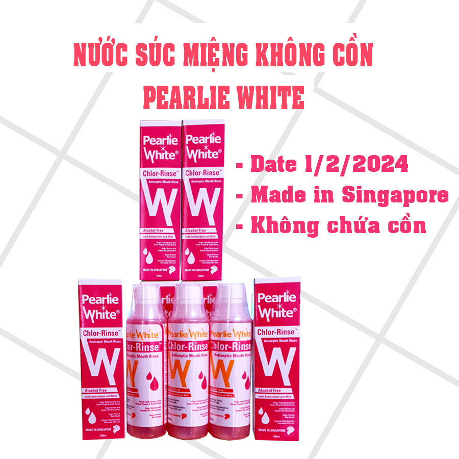 Nước Súc Miệng Pearlie White Singapore Chứa 0.2% Chlorhexidine Không Chứa