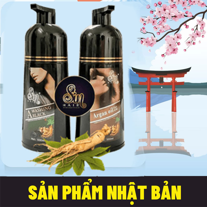 Dầu Gội Nhuộm Tóc Đen Shin Hair Nhật Bản 500ml Phủ Đen Mái Tóc Sau Vài Lần Gội