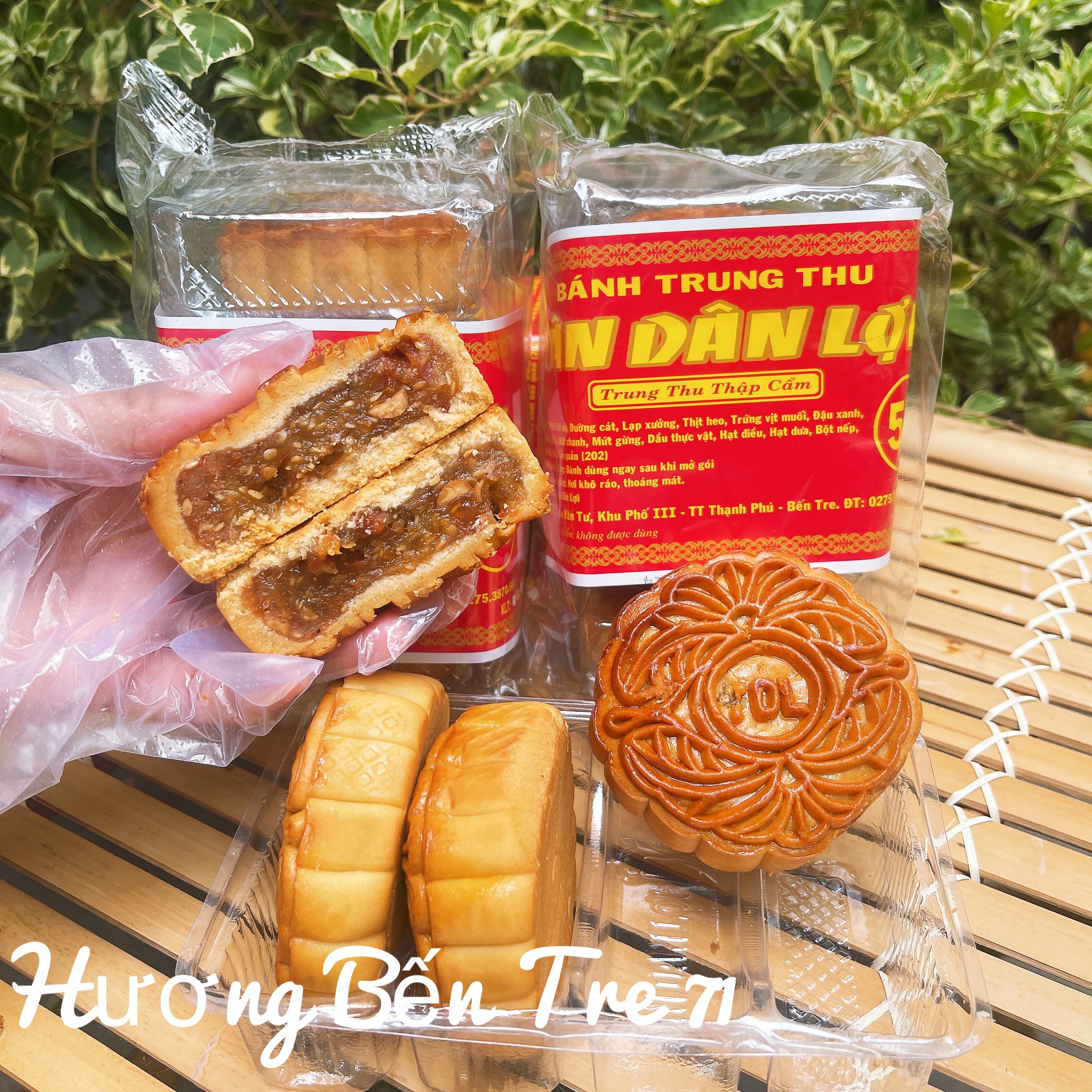 Bánh trung thu tân dân lợi thập cẩm mặn/cây 4 bánh tổng 500g/ không trứng muối - đồ ăn vặt