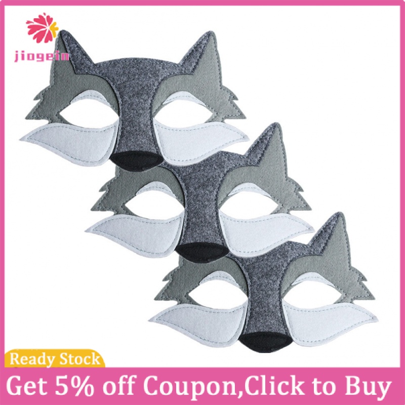 Jiogein 3Pcs mặt nạ sói Trang Trí Nội Thất Trẻ Em Bên mặt nạ hình đầu sói Trang Trí Nội Thất tiệc cosplay mặt nạ hình đầu sói Đạo Cụ Vui Cảm Thấy mặt nạ sói Trang Trí Nội Thất Sói hoạt hình mặt nạ hình đầu sói Cho Trẻ Em