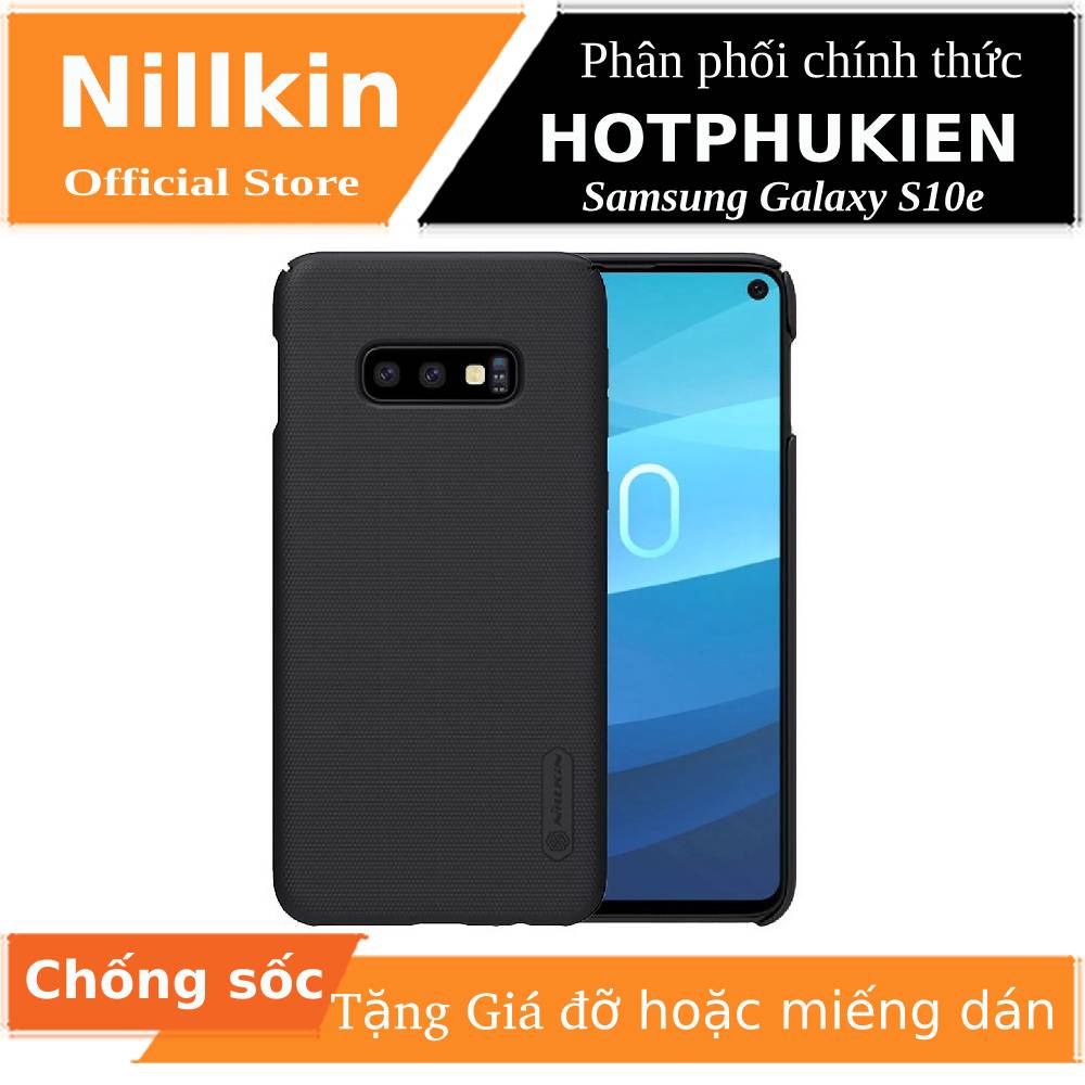 Ốp Lưng Sần chống sốc cho Samsung Galaxy S10e hiệu Nillkin Super Frosted Shield (Đính kèm giá đỡ hoặc miếng dán từ tính) - Phân phối bởi Hotphukien