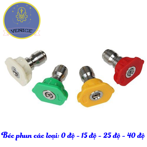 Béc phun - Đầu béc phun 0 độ - 15 độ - 25 độ - 40 độ VENICE - Gắn máy xịt rửa xe áp lực cao - Ren nối nhanh 1/4 inch