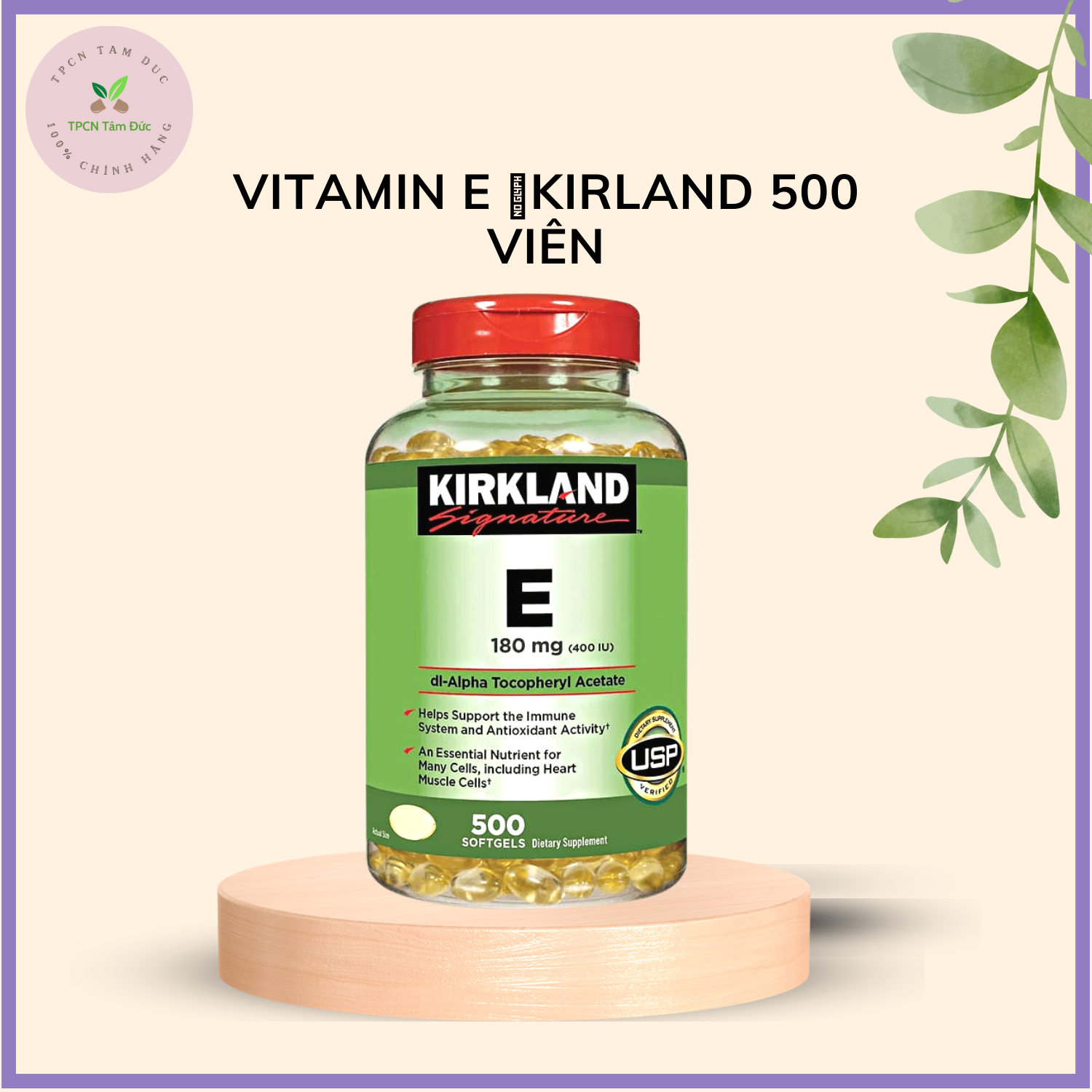 Vitamin e kirkland 500 viên - viên uống trắng da - chính hãng- vitamin e 400 hỗ trợ làm đẹp da