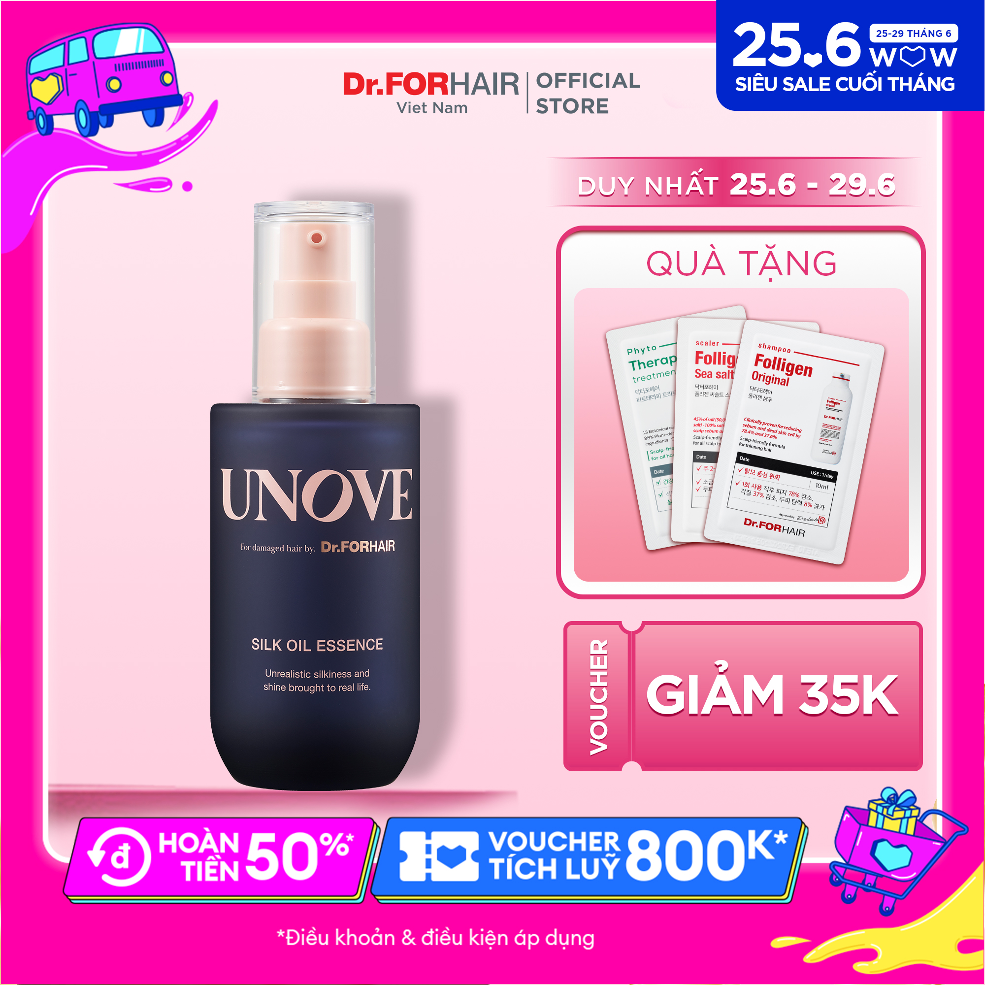 Tinh chất nuôi dưỡng chăm sóc tóc khô và hư tổn unove silk oil essence 70ml