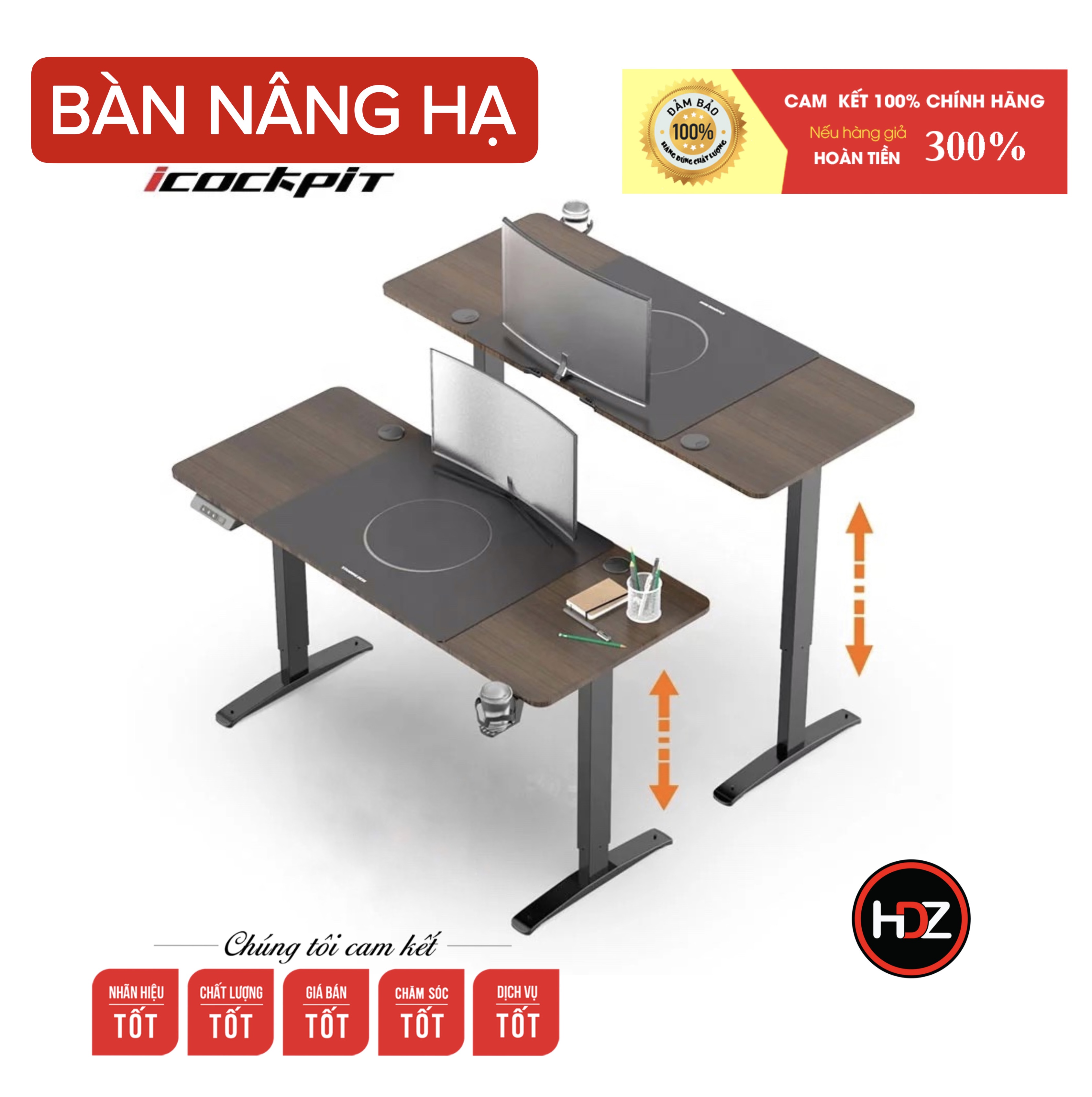 Bàn nâng hạ chiều cao iCockpit 2022 hàng chính hãng bản full đã bao gồm mặt bàn và phụ kiện - VNPTECH