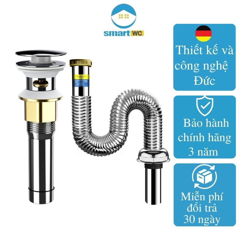 Xi phông, bộ xả lavabo inox chậu rửa mặt uốn cong tùy ý Suninlife bảo hành 1 năm