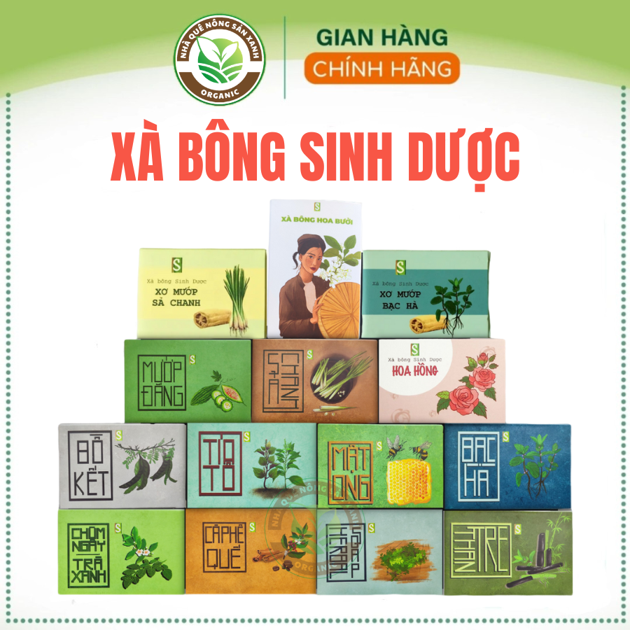 Xà bông HTX SINH DƯỢC xà phòng thảo dược 100% thiên nhiên an toàn cho bà bầu và trẻ nhỏ 100g