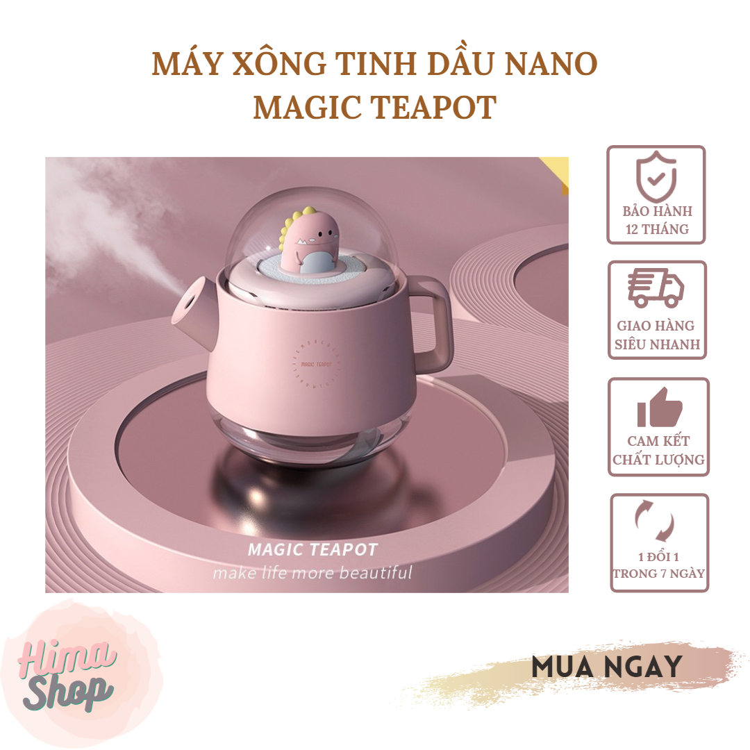 Máy phun sương cao cấp có đèn ngủ, khuyếch tán tinh dầu xông phòng, xông giải cảm dung tích lớn 360ml, tạo ẩm đến hơn 8h, đầu phun nano, cực dễ thương khi để bàn - Hima Shop