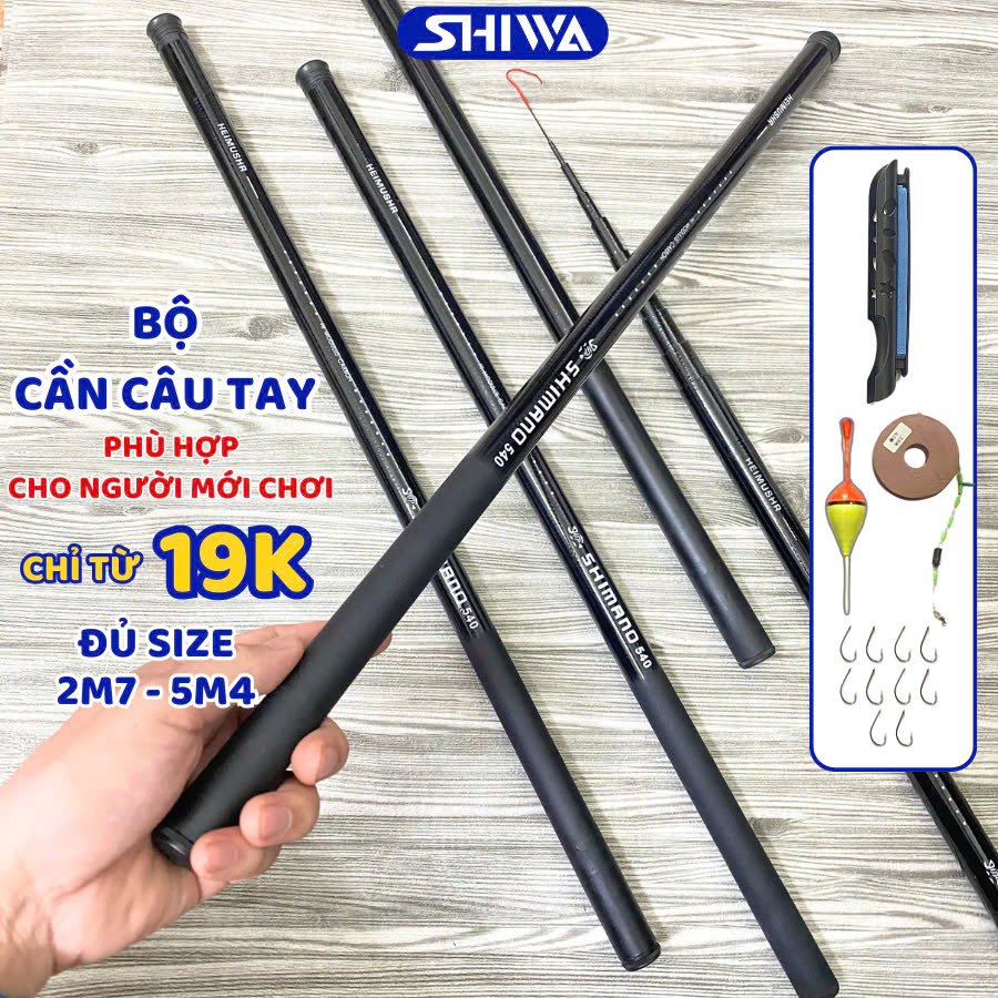 Cần Câu Tay Giá Rẻ Chất Liệu Carbon Cao Cấp - Combo Cần Da Câu Đài  Kèm Bộ Phụ Kiện Dây, Phao, Lưỡi - Bộ Cần Câu Cá Giá Rẻ Shiwa