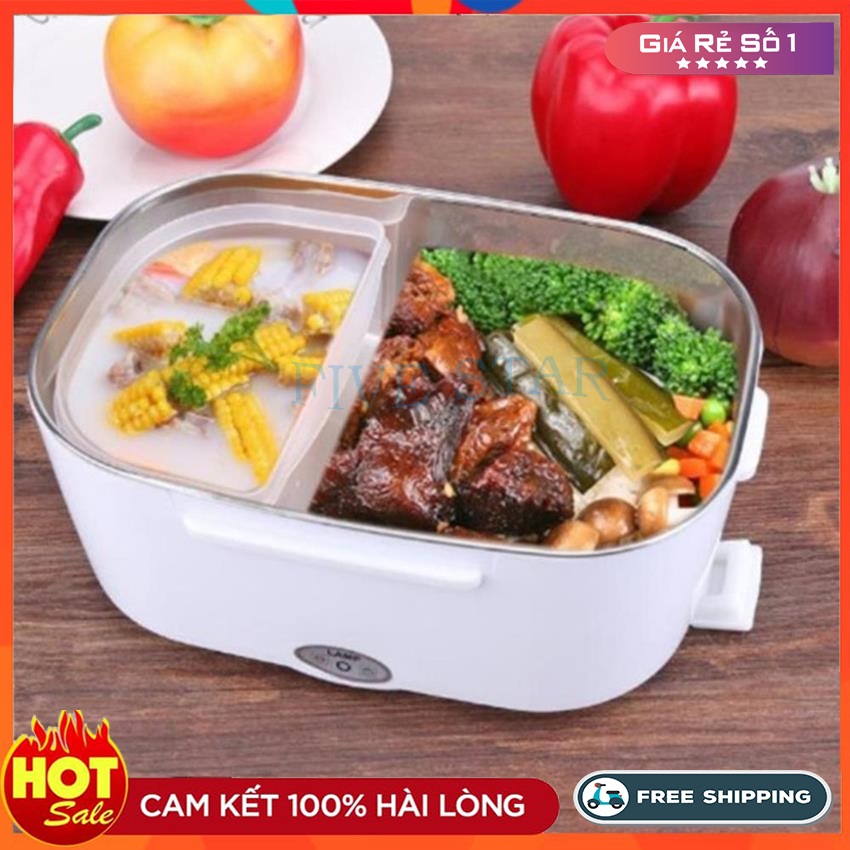 Hộp Cơm Văn Phòng Hâm Nóng -  Công Suất 40W Làm Nóng Nhanh, Ruột Inox An Toàn, Kiểu Dáng Nhỏ Gọn Dễ Mang Theo - Mua hộp đựng cơm văn phòng ở đâu, Hộp cơm cắm điện - Sale 50%, Bảo Hành Uy Tín - FIVE STAR