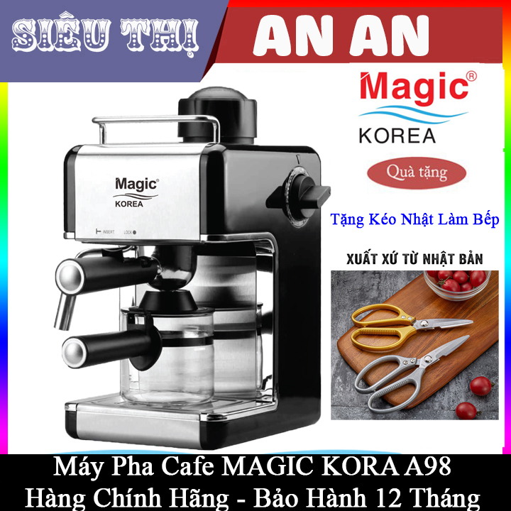 Máy pha cà phê magic korea a89 công suất 800w hàn quốc bảo hành 12 tháng tặng kéo nhật làm bếp