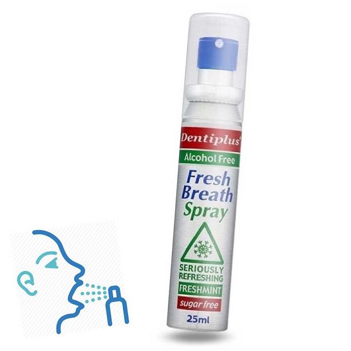 Xịt thơm miệng Dentiplus bạc hà không cồn không đường 25ml