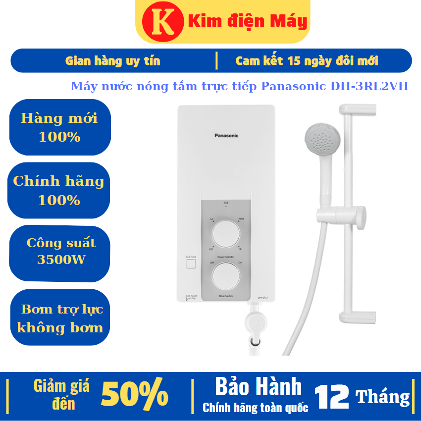Máy nước nóng tắm trực tiếp Panasonic DH-3RL2VH-máy tắm nước nóng-3500W tiết kiệm điện-bảo hành 12 tháng toàn quốc