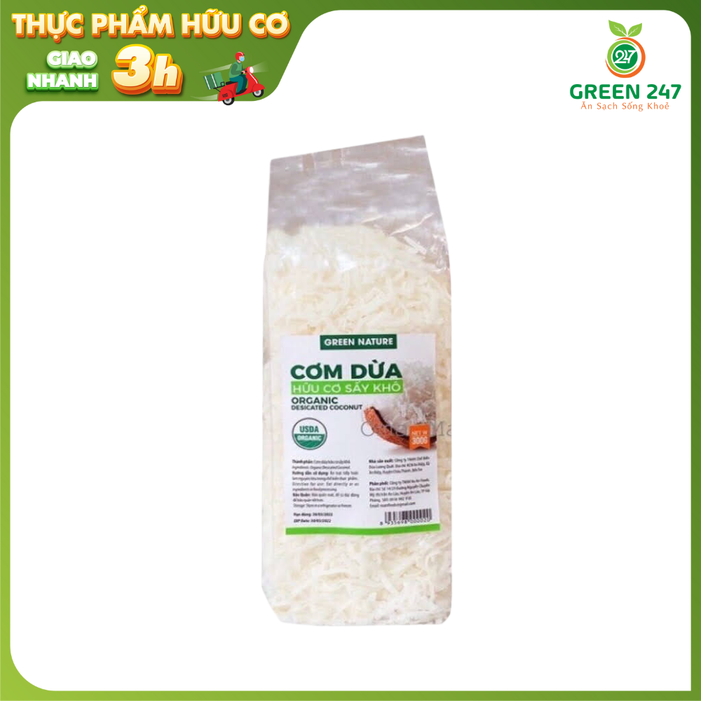 Cơm dừa hữu cơ green nature green247 300g pvn766 chính hãng