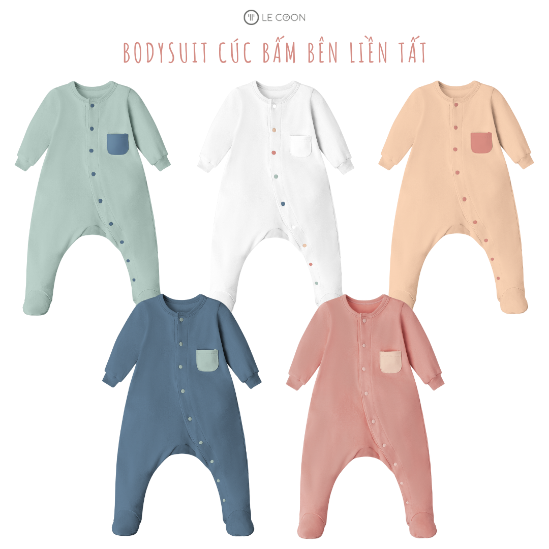 Le coon | bodysuit cúc bấm bên liền tất | comfy | 0-12 tháng