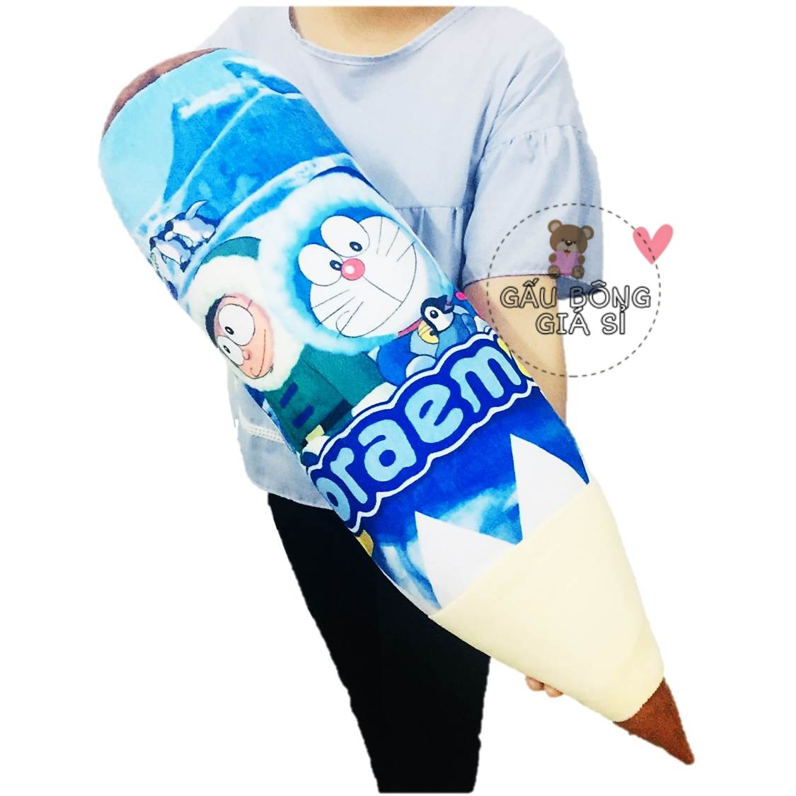 Gối ôm ngủ cho bé hình doraemon, gối ôm 3d hoạt hình, gấu bông mèo máy doremon gối ôm giá rẻ cho bé hình bút chì