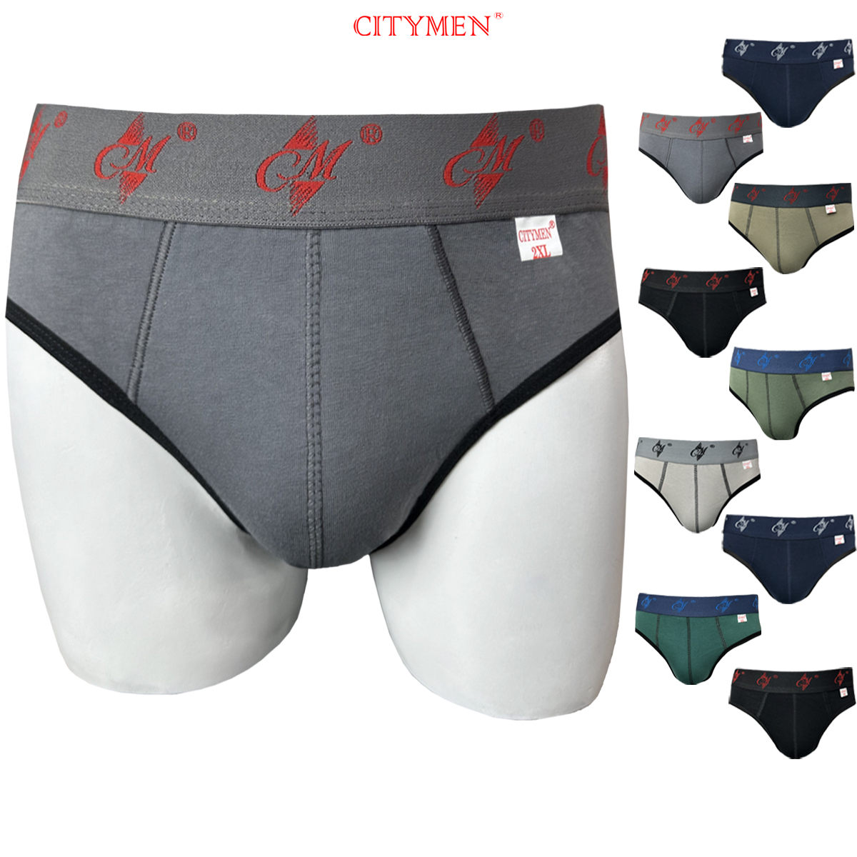 Combo 10 Quần Lót Nam co giãn 2 chiều vải cotton lưng CM hiệu CITYMEN, sịp nam - FXLZ-CM2C