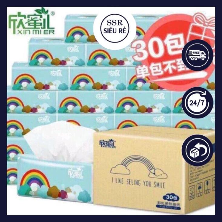 Thùng 30 gói khăn giấy cầu vồng xin mier siêu dai