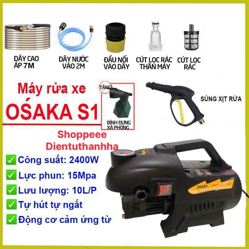 Máy rửa xe cao áp osaka s1 2400w - bh 12 tháng