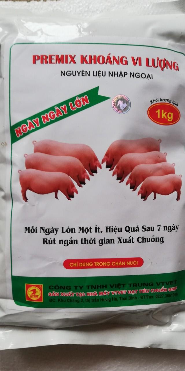 1 gói 1kg PREMIX KHOÁNG VI LƯỢNG NGUYÊN LIỆU NHẬP NGOẠI ngày ngày lớn giúp vật nuôi tăng trưởng, tăng trọng nhanh