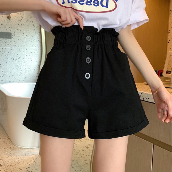 Quần short kaki mềm lưng dúng co giãn ống rộng