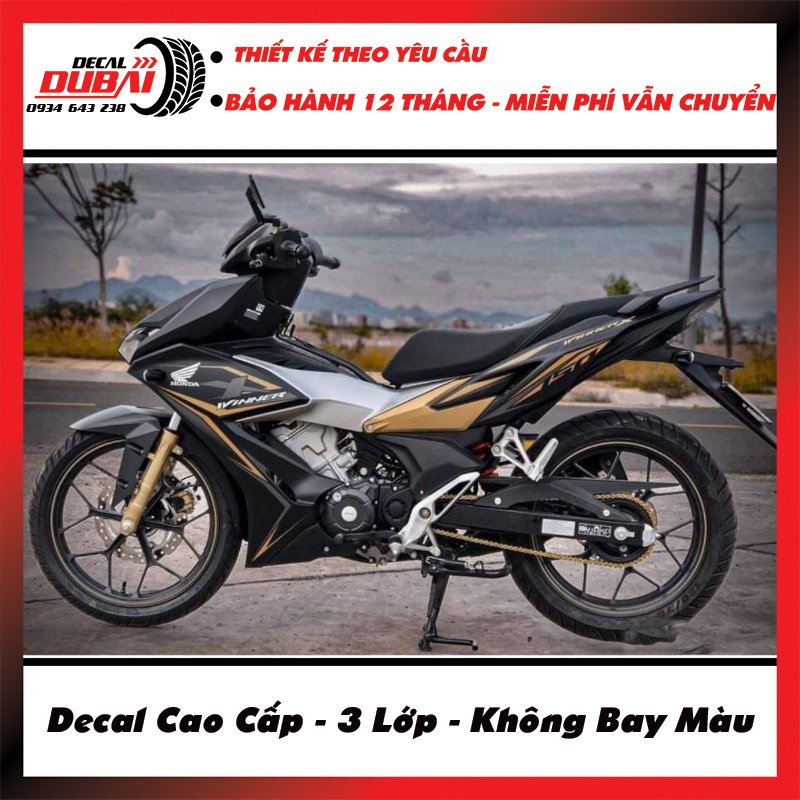 Tem rời winner x v3 2022 tem chỉ đen vàng - decal tem chế wnner x v3 2022 đẹp tặng kèm logo