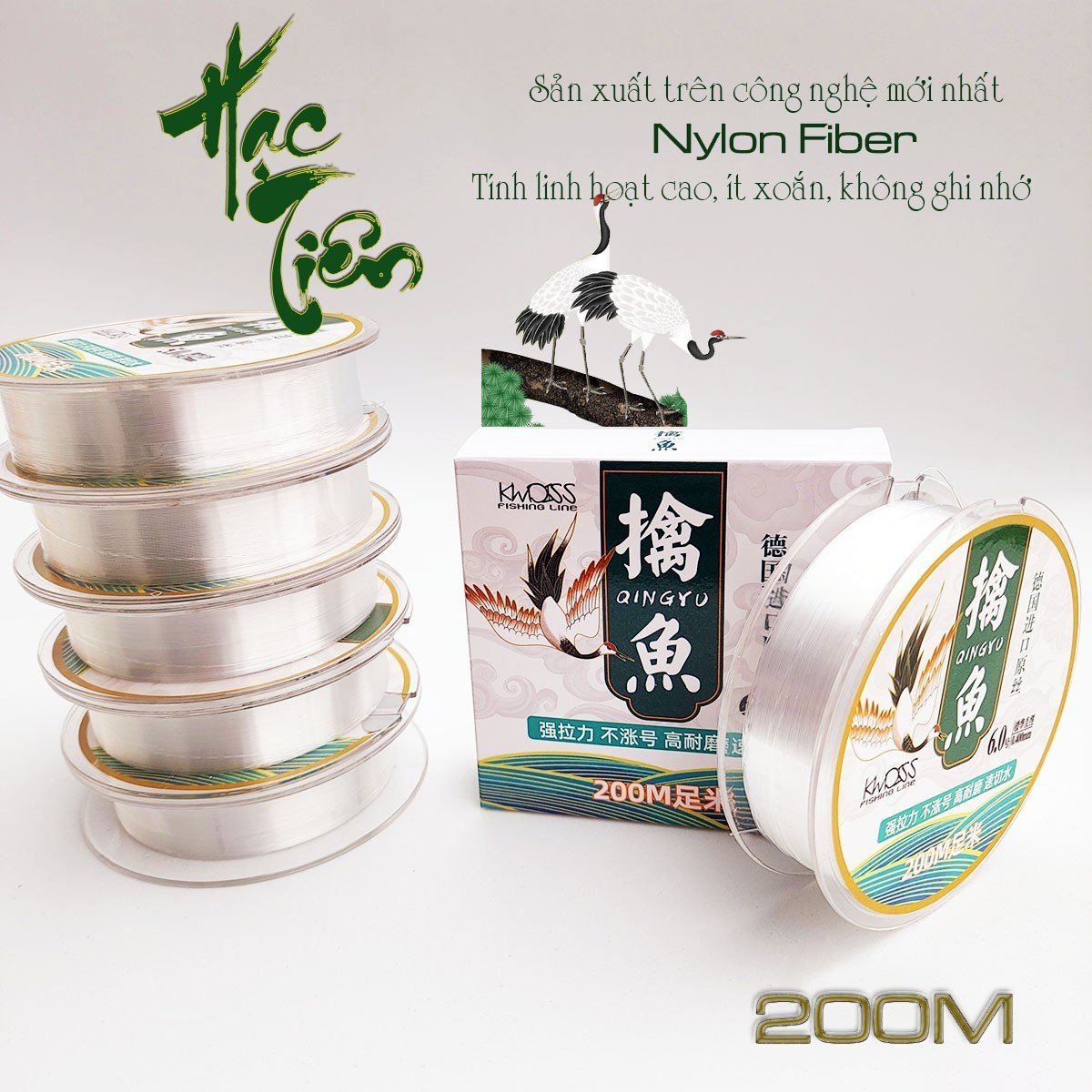 Cước Câu cá Hạc Tiên cao cấp NaNo Nylon 200m cao cấp , chống mài mòn tốt