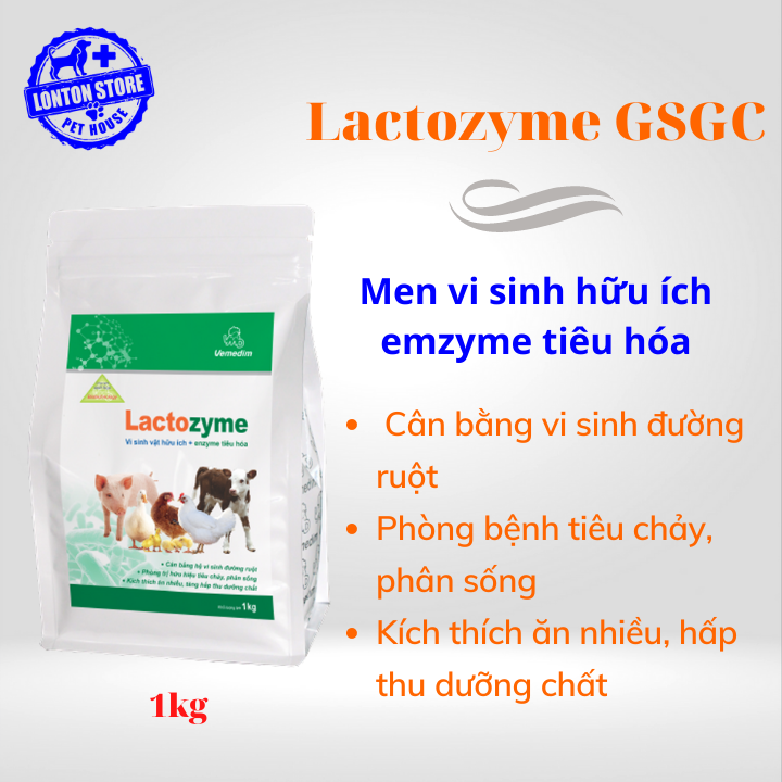 VEMEDIM Lactozyme thú y, thức ăn hỗ trợ hệ tiêu hóa cho gia súc, gia cầm, gói 1kg- Lonton store
