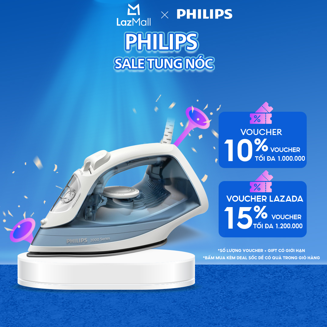 Bàn Ủi Hơi Nước Philips DST2010/20 | 2000W| mặt đế ceramic - Hàng Chính Hãng