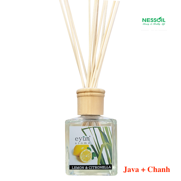 Bộ tinh dầu nước hoa thơm phòng Eyun hương sả Java và Chanh 150ml gồm 1 chai tinh dầu 150ml + 12 que mây khuếch tán tinh dầu