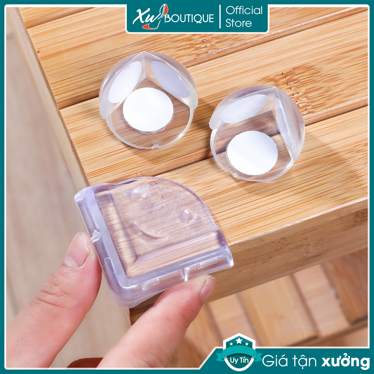 Bộ 4 Miếng Silicon Bịt Góc Cạnh Bàn Trong Suốt An Toàn Kèm Keo Dính Tiện Lợi