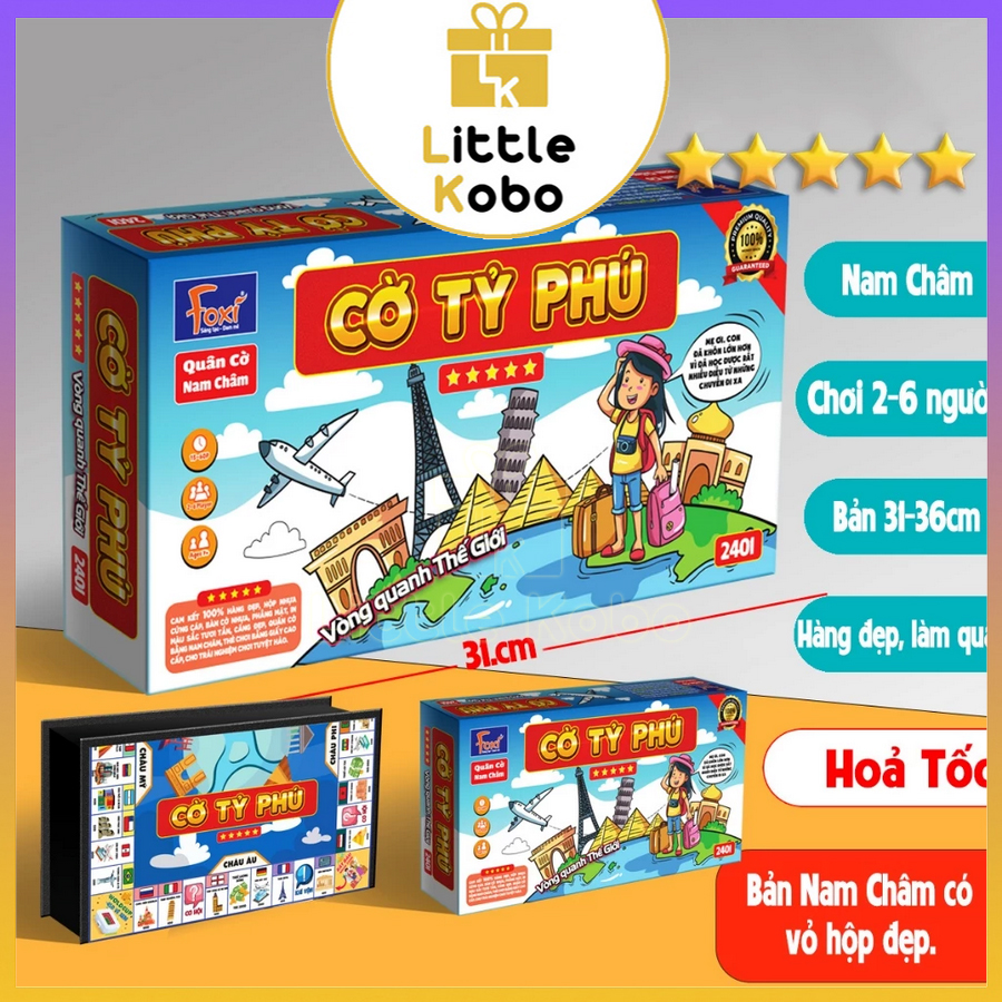 Foxi Cờ Tỷ Phú Chủ Đề Vòng Quanh Thế Giới Size Lớn Monopoly Cờ Tỉ Phú Đồ Chơi Trí Tuệ Trẻ Em