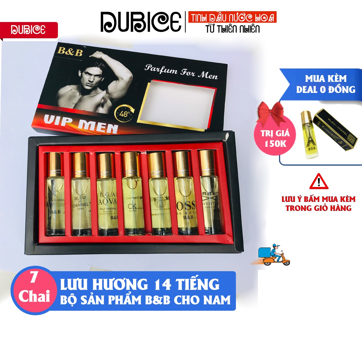 Bộ 7 chai tinh dầu nước hoa Nam BB, hàng cao cấp, dạng lăn 12ml